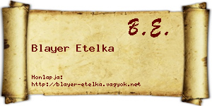 Blayer Etelka névjegykártya